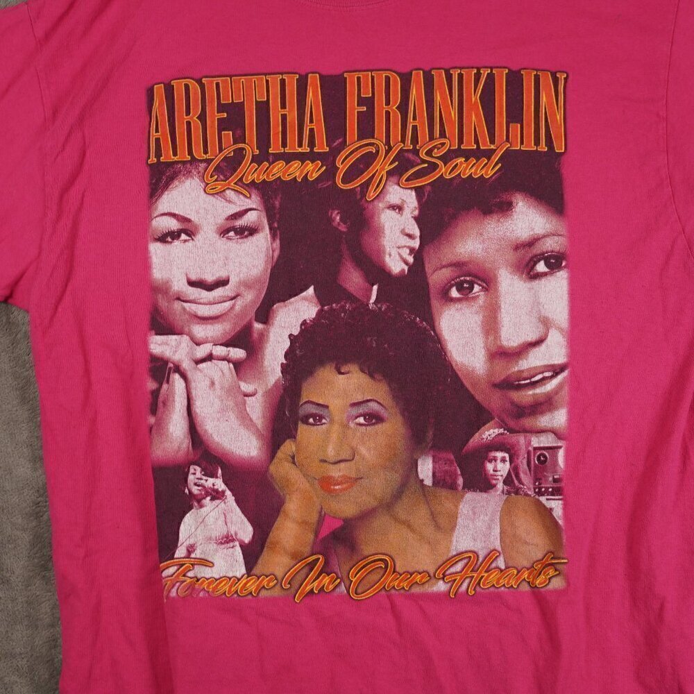 Rare Y2k Aretha Franklin 'Forever In Our Hearts' Remembrance Graphic T-shirt XL - Picture 2 of 5
